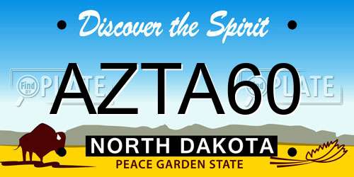 AZTA60 North Dakota License Plate