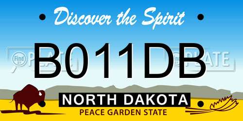 B011DB North Dakota License Plate