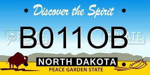 B011OB North Dakota License Plate
