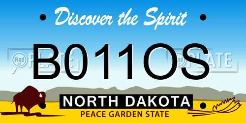 B011OS North Dakota License Plate