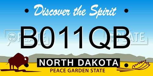 B011QB North Dakota License Plate