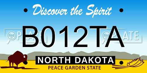B012TA North Dakota License Plate