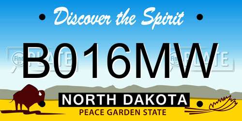 B016MW North Dakota License Plate