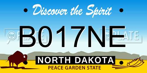 B017NE North Dakota License Plate