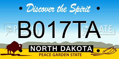 B017TA North Dakota License Plate