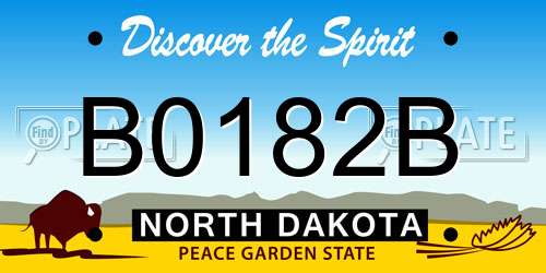 B0182B North Dakota License Plate