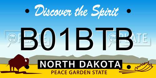 B01BTB North Dakota License Plate