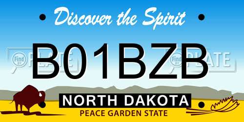 B01BZB North Dakota License Plate
