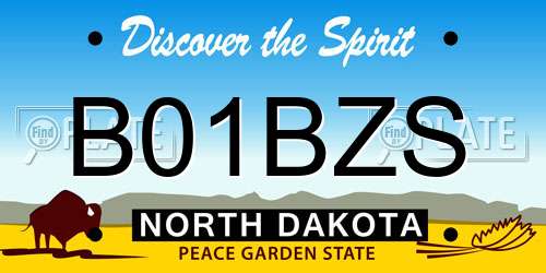 B01BZS North Dakota License Plate