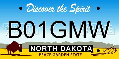B01GMW North Dakota License Plate