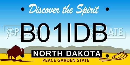B01IDB North Dakota License Plate