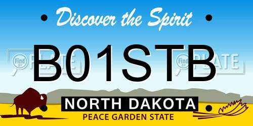 B01STB North Dakota License Plate