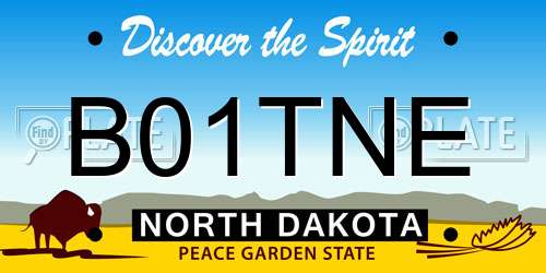 B01TNE North Dakota License Plate