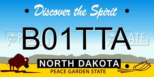 B01TTA North Dakota License Plate