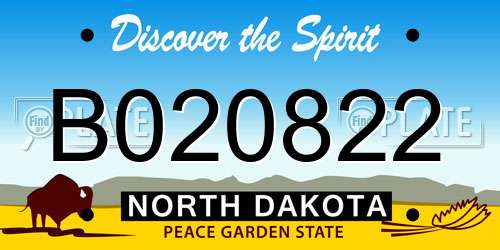 B020822 North Dakota License Plate