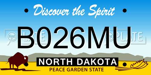 B026MU North Dakota License Plate