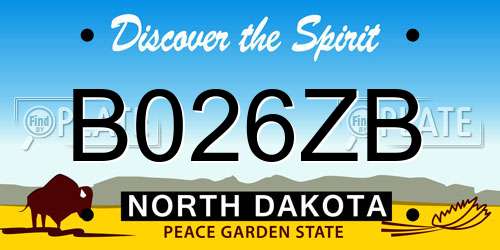 B026ZB North Dakota License Plate