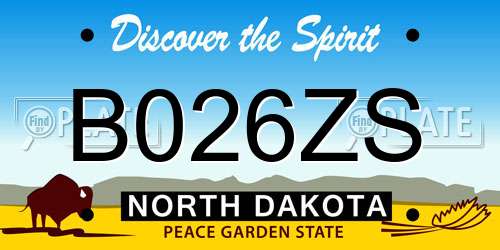 B026ZS North Dakota License Plate