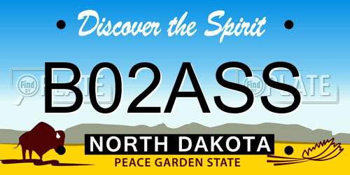 B02ASS North Dakota License Plate
