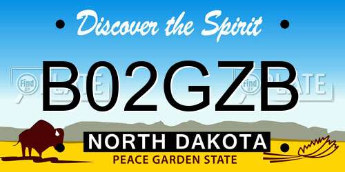 B02GZB North Dakota License Plate