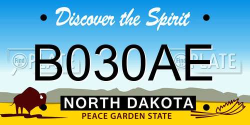 B030AE North Dakota License Plate