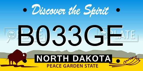 B033GE North Dakota License Plate