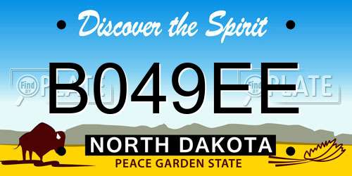 B049EE North Dakota License Plate