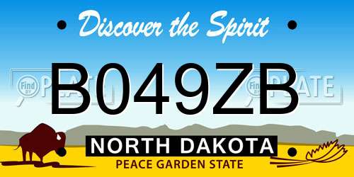 B049ZB North Dakota License Plate