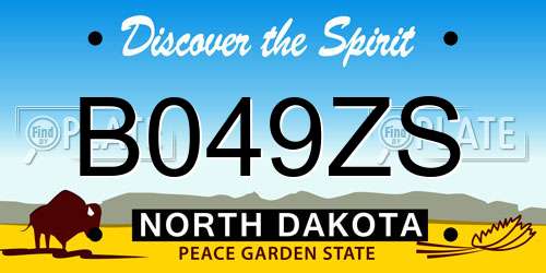B049ZS North Dakota License Plate