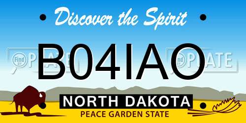 B04IAO North Dakota License Plate