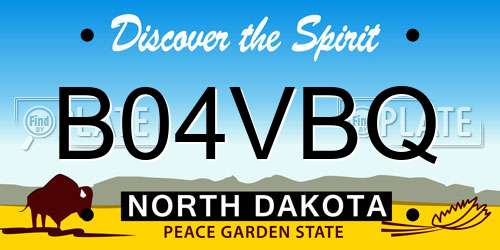 B04VBQ North Dakota License Plate