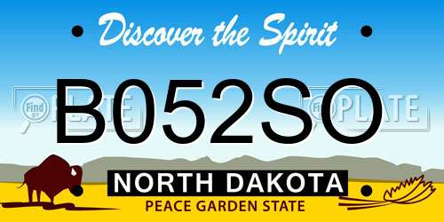 B052SO North Dakota License Plate