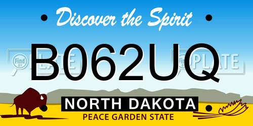 B062UQ North Dakota License Plate