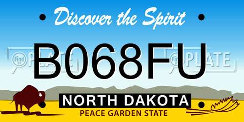B068FU North Dakota License Plate