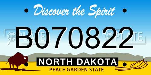B070822 North Dakota License Plate