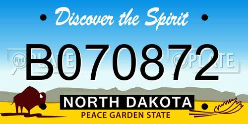 B070872 North Dakota License Plate