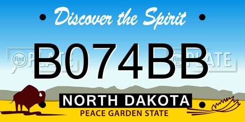 B074BB North Dakota License Plate