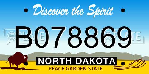 B078869 North Dakota License Plate