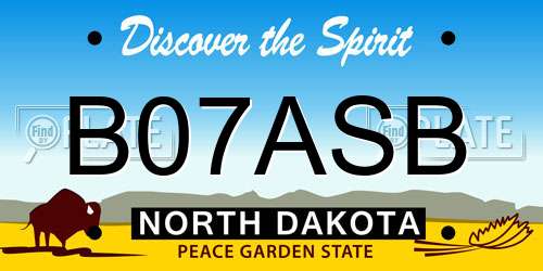 B07ASB North Dakota License Plate