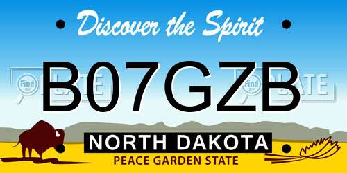 B07GZB North Dakota License Plate
