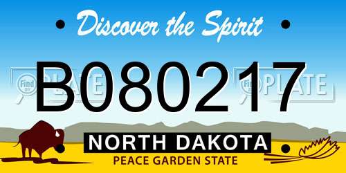 B080217 North Dakota License Plate