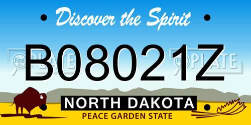 B08021Z North Dakota License Plate