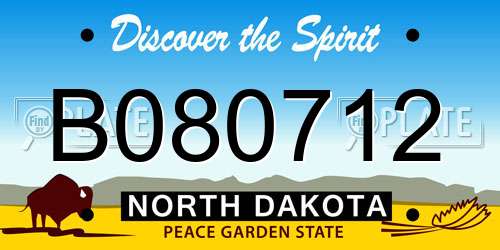 B080712 North Dakota License Plate