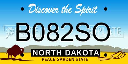 B082SO North Dakota License Plate