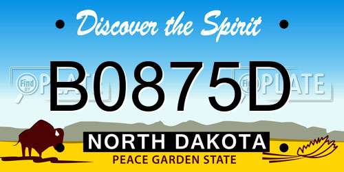 B0875D North Dakota License Plate