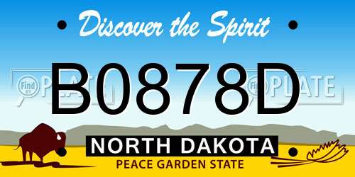 B0878D North Dakota License Plate
