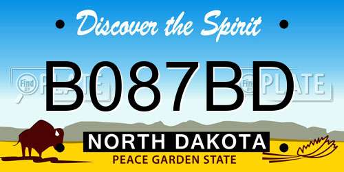B087BD North Dakota License Plate