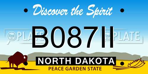 B087II North Dakota License Plate