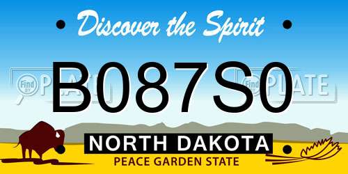 B087S0 North Dakota License Plate