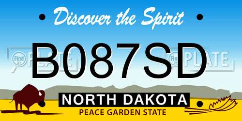 B087SD North Dakota License Plate